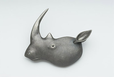 Rhino Head: My horn is no medicine (brooch)