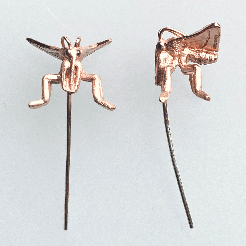Pink Boots Moth stud earrings
