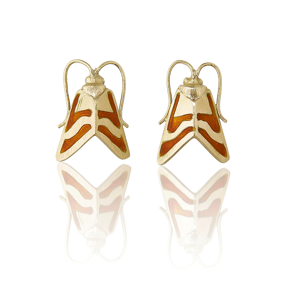 Scarce Crimson and Gold Moth stud earrings