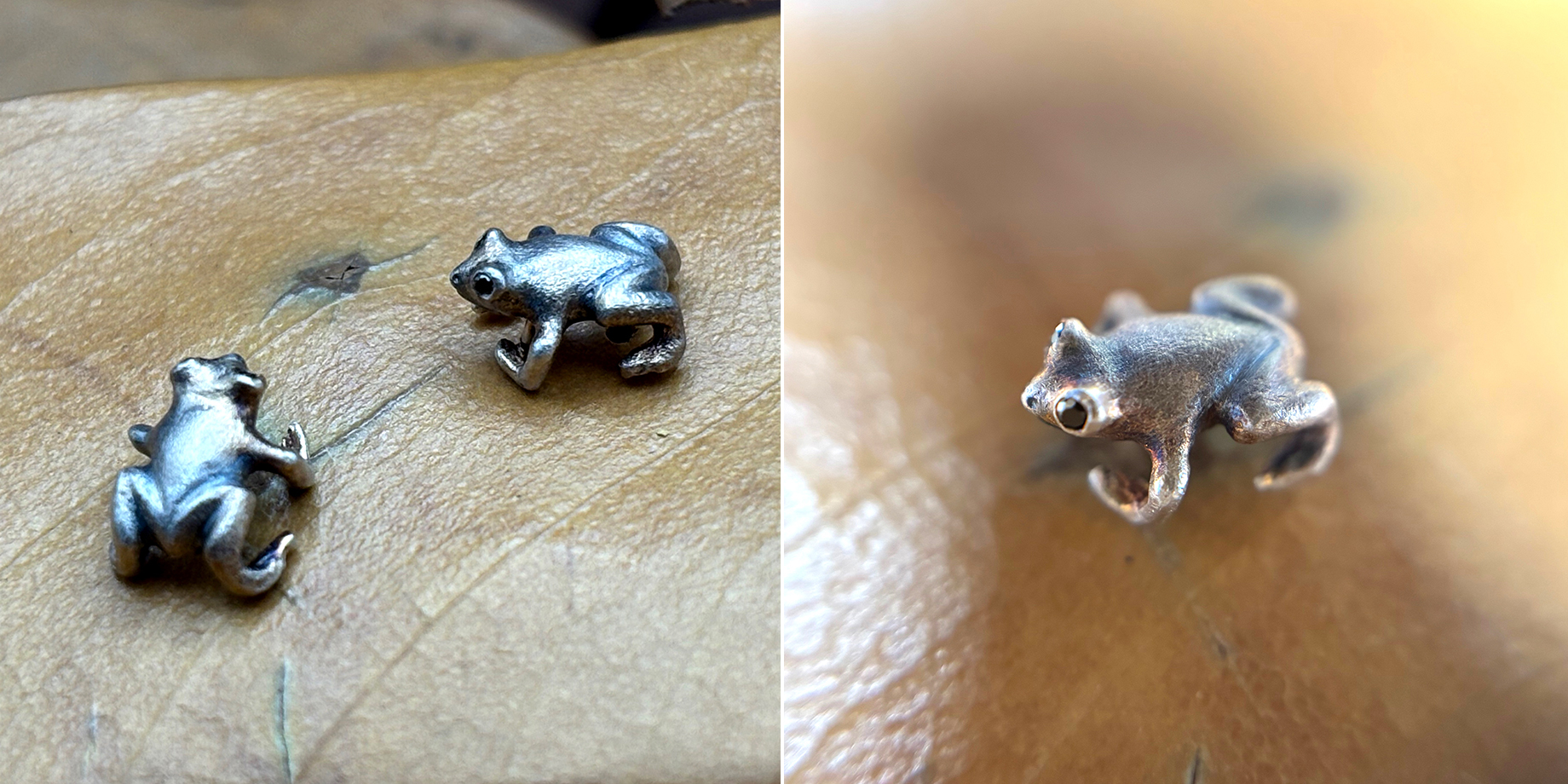 Nano Frog earrings, pin